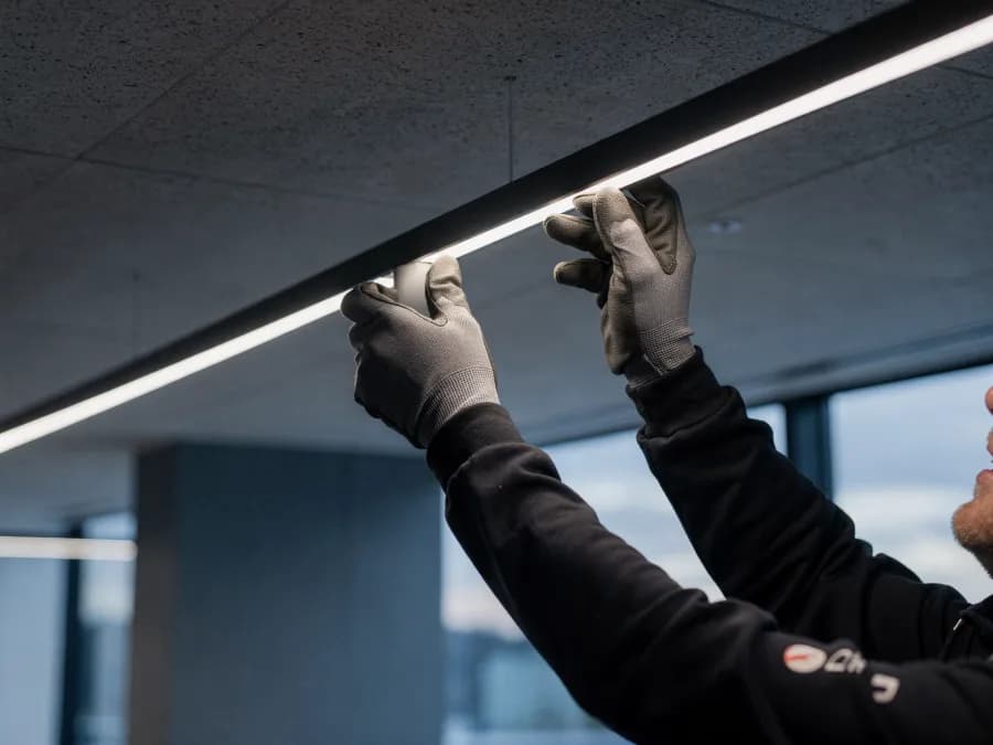 Fitting a modern linear ceiling light